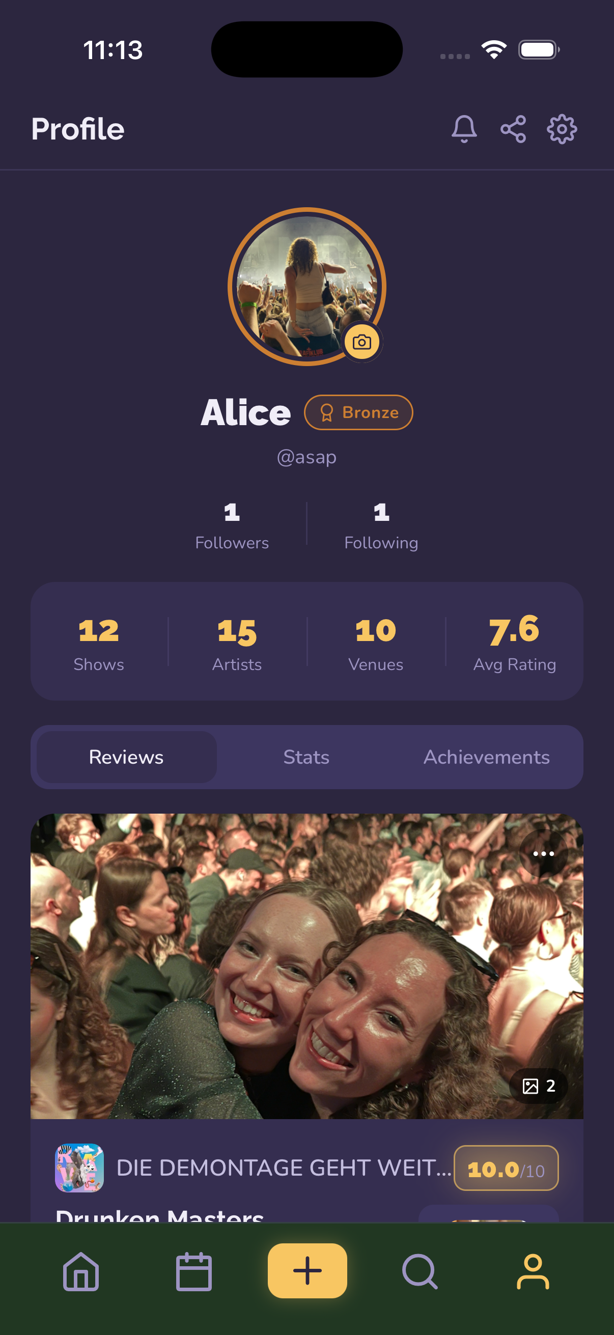Profile screen